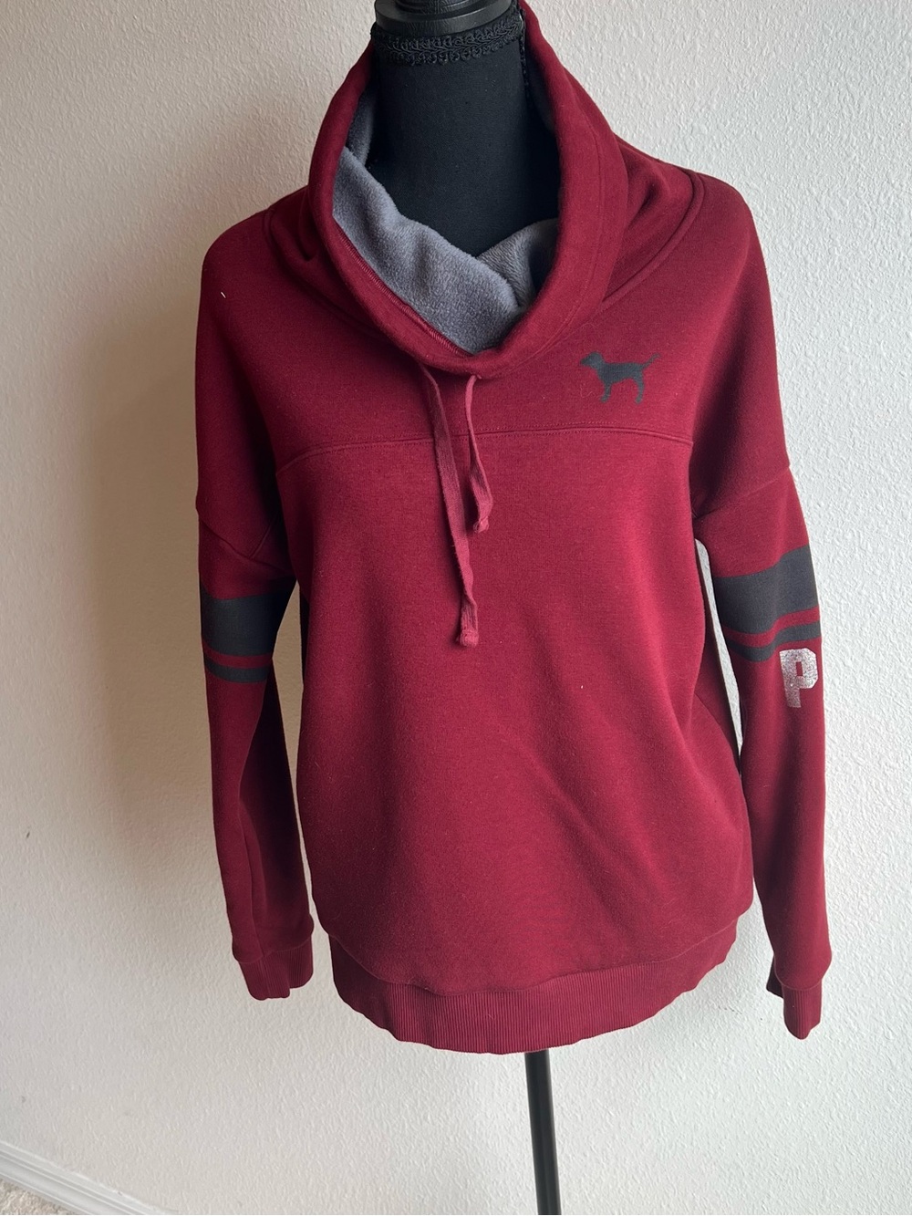 Victoria's Secret PINK Cowl Neck Campus Bling Pullover Fleece-Lined Sweatshirt